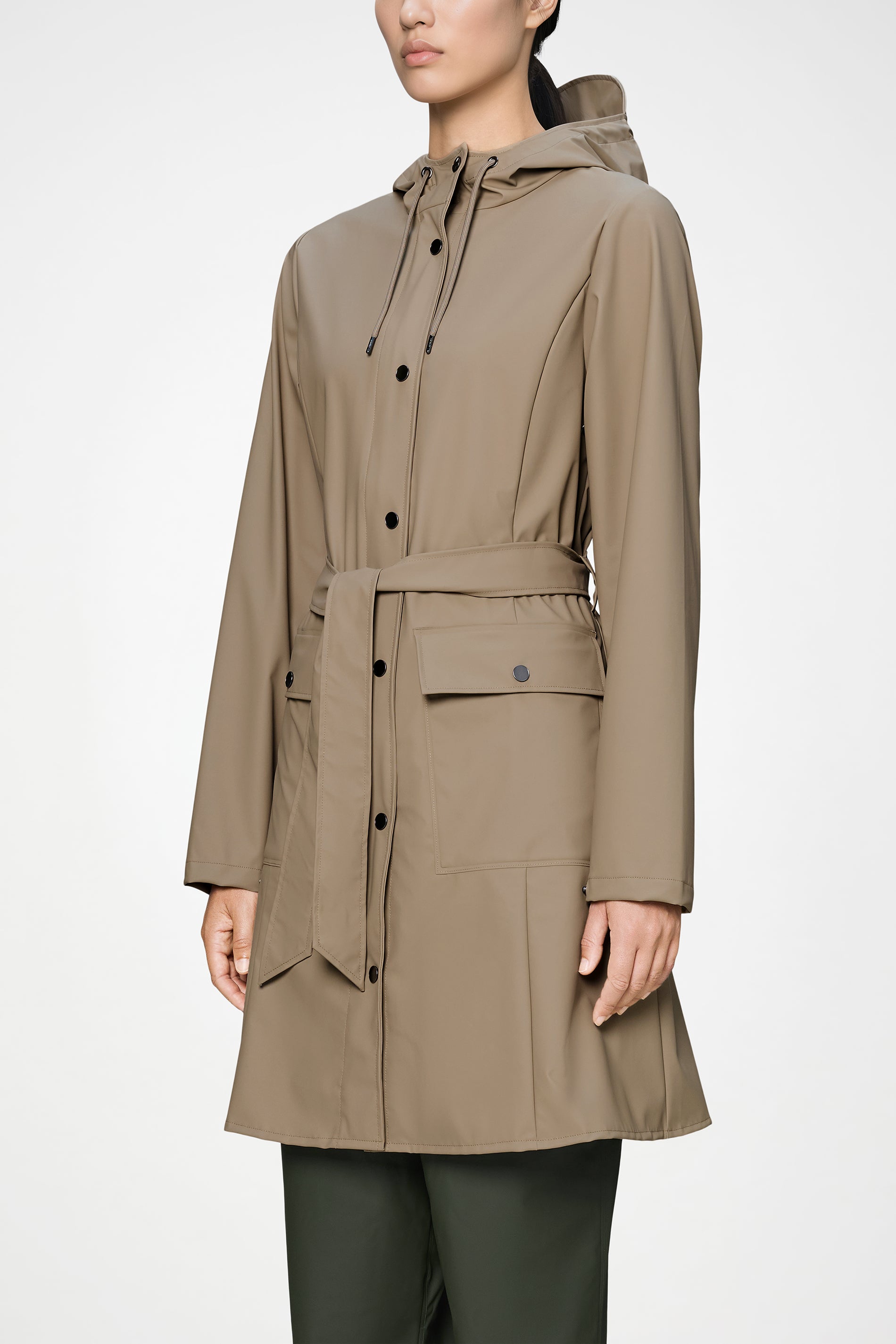 RAINS Curve Long Jacket
Beige Jacket