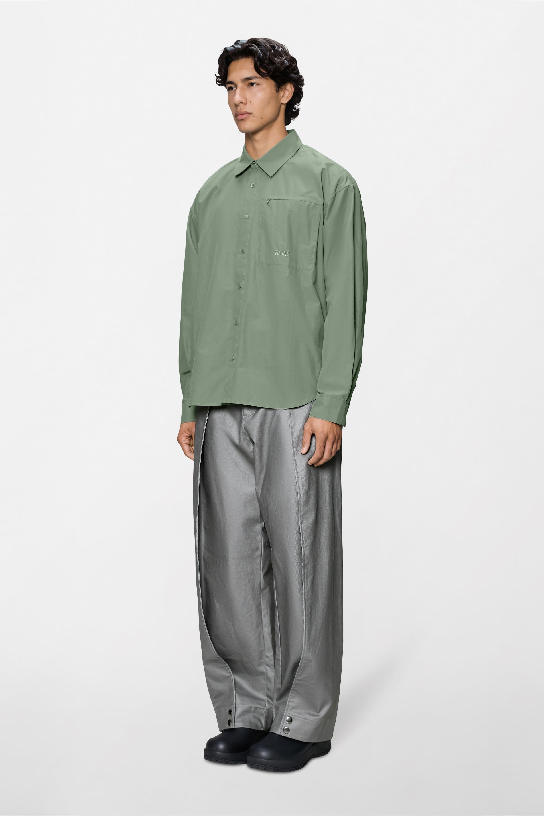 RAINS Light Woven Long Sleeve Shirt Sage Long Sleeve