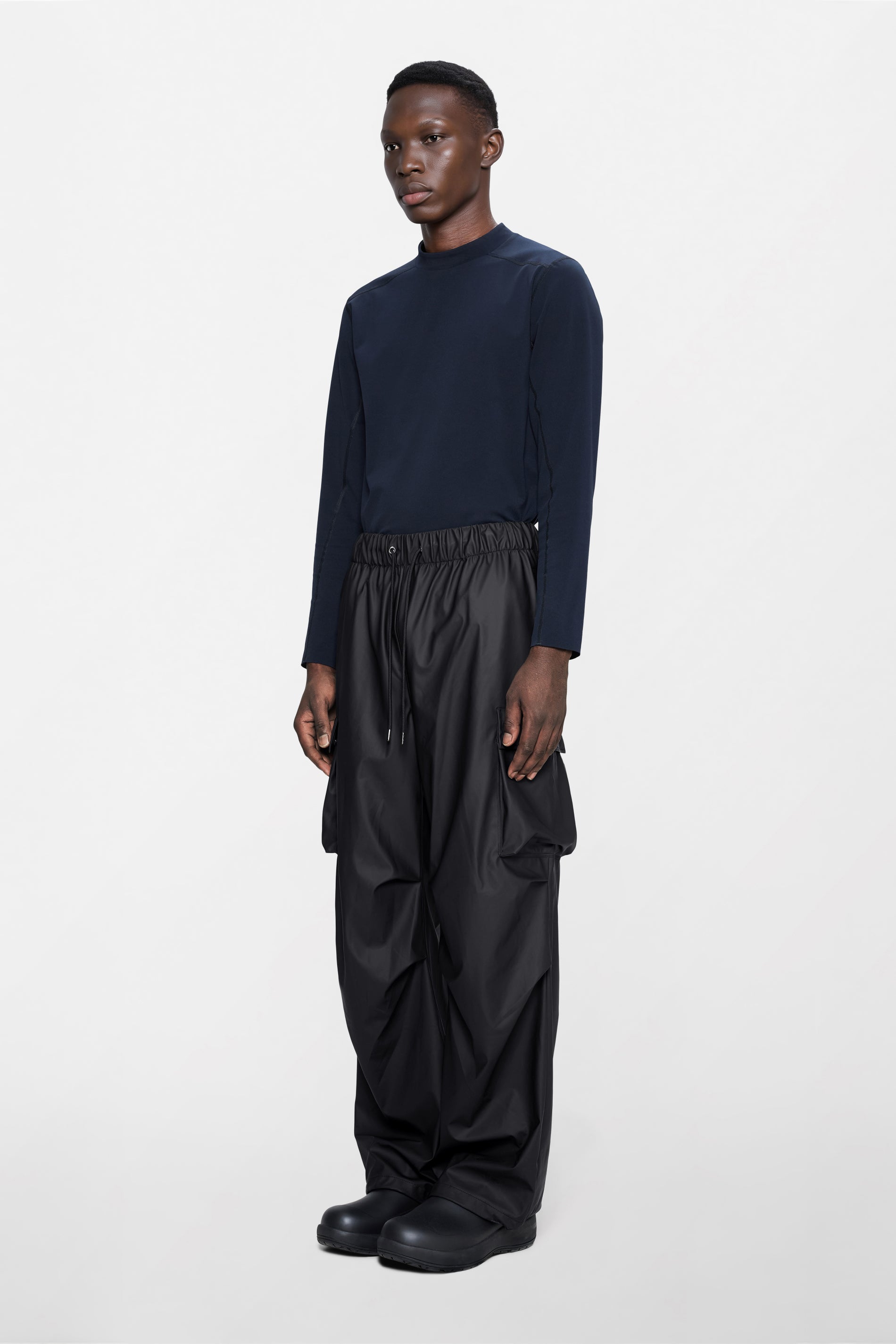 RAINS Pocket Rain Pants Wide Black Pants